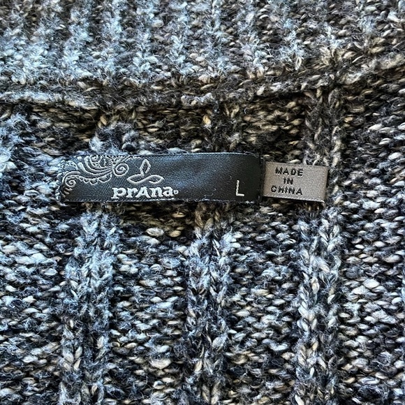PrAna Angelica Charcoal Gray Long Cardigan Sweater Contrast Wool Mohair Trim LRG - Picture 10 of 16